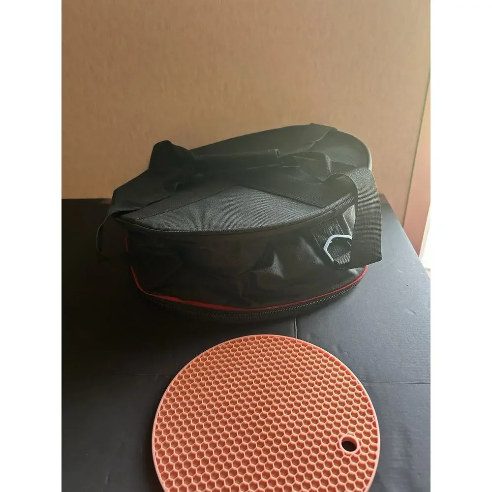 Ciravi Dutch Oven Bag For 12 & 10 Inch Dutch Oven Carry Bag Padded Handle Black